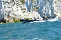 1. Speed boat in front of Ballard Down cliffs