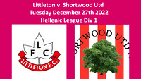 Littleton v Shortwood Utd Tues December 27th 2022 Hellenic League Div 1