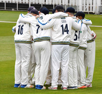 The Yorkshire team huddle