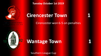 Cirencester Town v Wantage Town Tuesday October 1st 2019